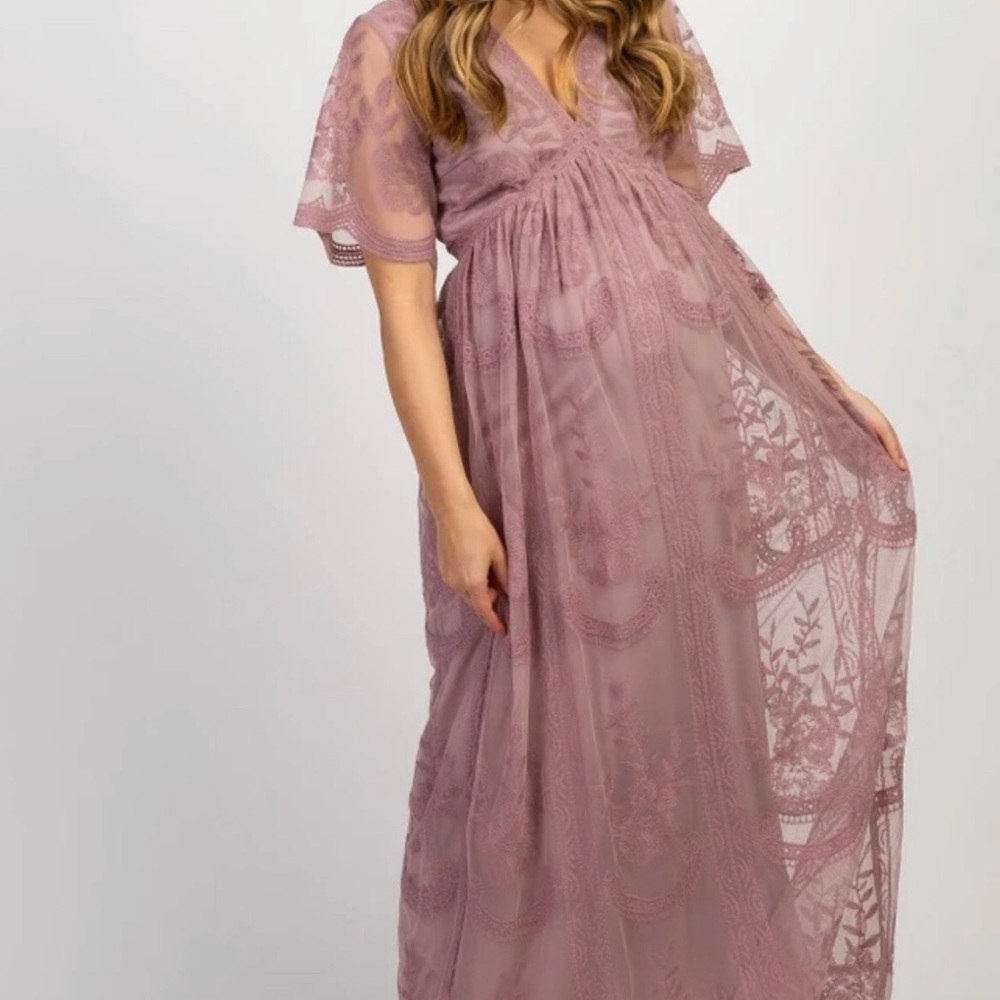 Pink Blush Lace Maxi Dress